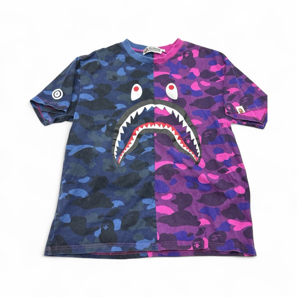 A Bathing Ape camo shark tee